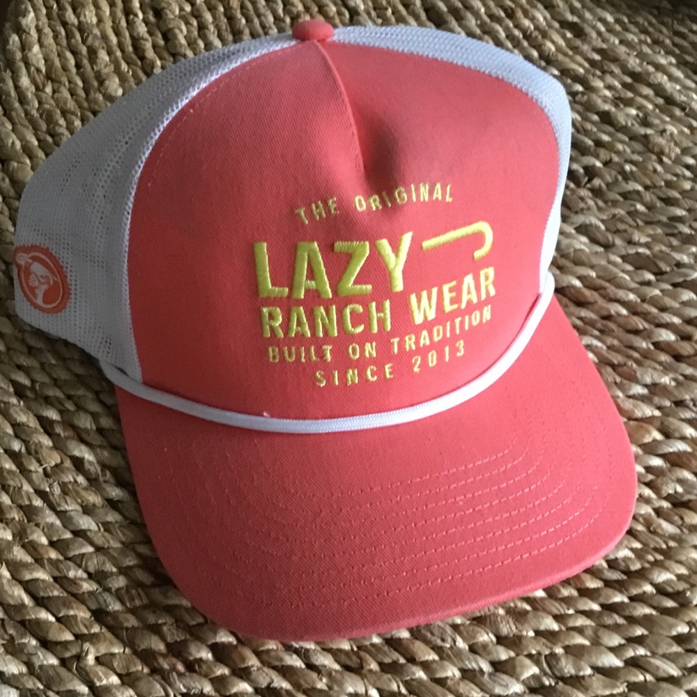 LAZY J Ranch Wear Coral & White Trucker Hat